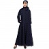 Dot printed double layered abaya-Navy blue